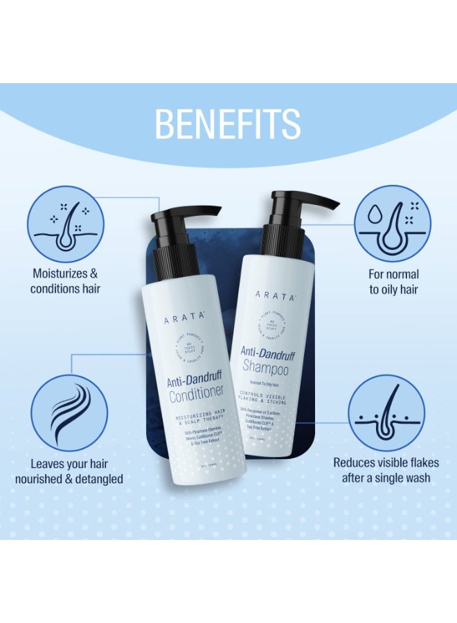 أراتا ثنائي مضاد للقشرة للشعر العادي إلى الدهني | شامبو مضاد للقشرة (200 مل) وبلسم (200 مل) | يزيل القشرة من الغسلة الأولى | يرطب الشعر - Image 3