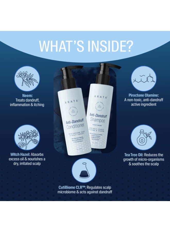 أراتا ثنائي مضاد للقشرة للشعر العادي إلى الدهني | شامبو مضاد للقشرة (200 مل) وبلسم (200 مل) | يزيل القشرة من الغسلة الأولى | يرطب الشعر - Image 2