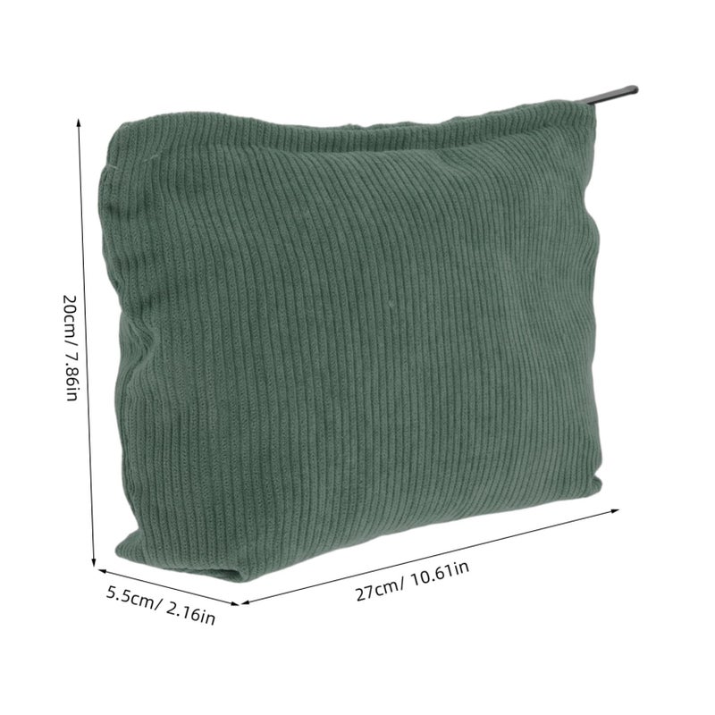 Green Corduroy Makeup Bag For Women Travel Cosmetic Pouch Essential Storage Organizer - Image 3