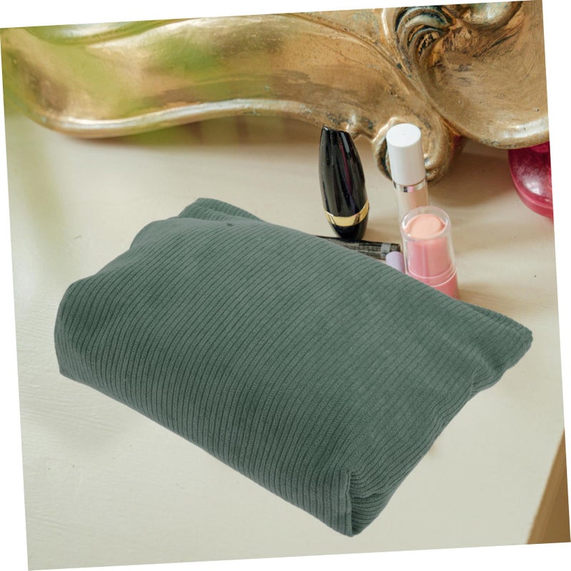 Green Corduroy Makeup Bag For Women Travel Cosmetic Pouch Essential Storage Organizer - Image 5