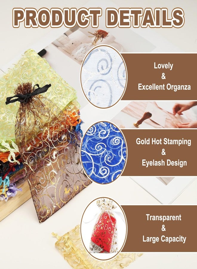 MECCANIXITY Organza Bags, 50Pcs 3.9x5.9 Inch Candy Mesh Bag with Drawstring Jewelry Gift for Party Favor Pouch Christmas Wedding Festival Small Gift, Blue-Silver - Image 3