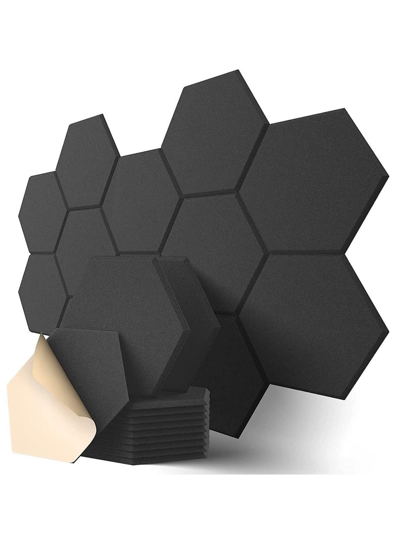 Jorunb - 12 Pack Acoustic Panels Sound Proof Foam Panels, Hexagon Soundproof Wall Panels Decorative Wall Panels Sound Absorbing Panels for Studio Office Home,Black - Image 1