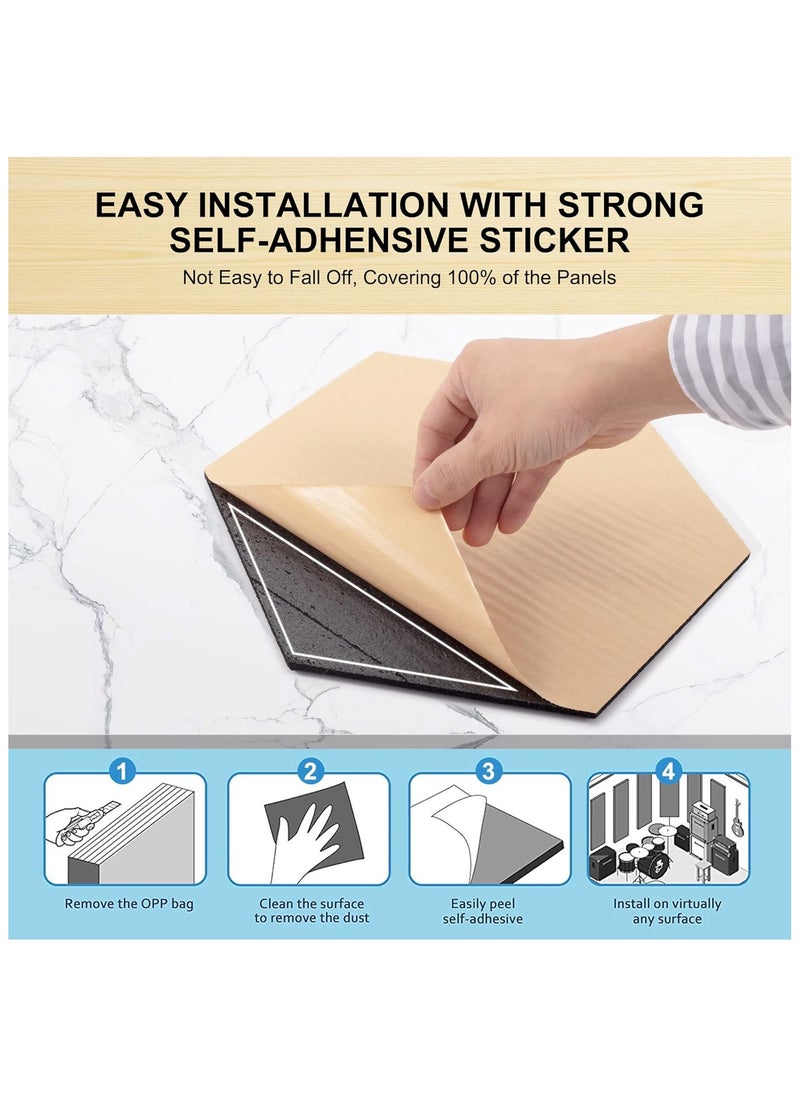 Jorunb - 12 Pack Acoustic Panels Sound Proof Foam Panels, Hexagon Soundproof Wall Panels Decorative Wall Panels Sound Absorbing Panels for Studio Office Home,Black - Image 1