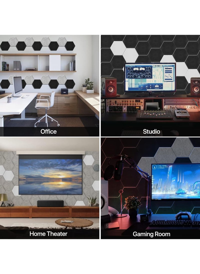 Jorunb - 12 Pack Acoustic Panels Sound Proof Foam Panels, Hexagon Soundproof Wall Panels Decorative Wall Panels Sound Absorbing Panels for Studio Office Home,Black - Image 1