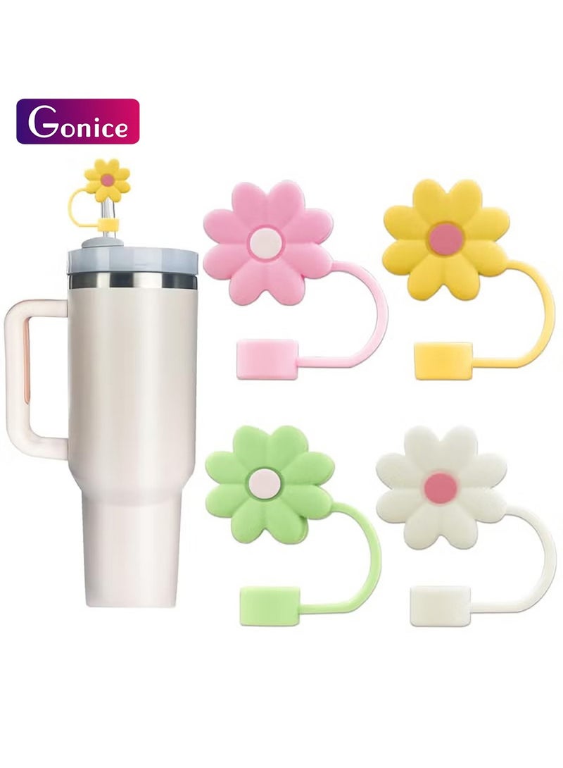 Beauenty 4Pcs 0.4in/10mm Diameter Silicone Straw Covers Cap Compatible with Stanley 20 30&40 Oz Cup, Straw Toppers for Stanley 40 Oz Tumbler with Handle, Dust-Proof Straw Caps for Water Bottle - Image 1