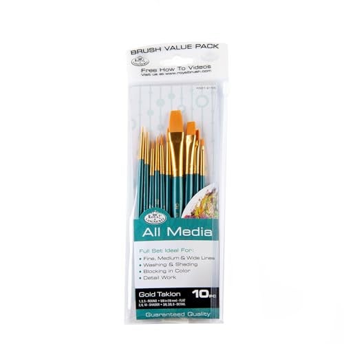 Royal Brush Langnickel Gold Taklon Brush Set Value Pack, 10-Pack - Image 1