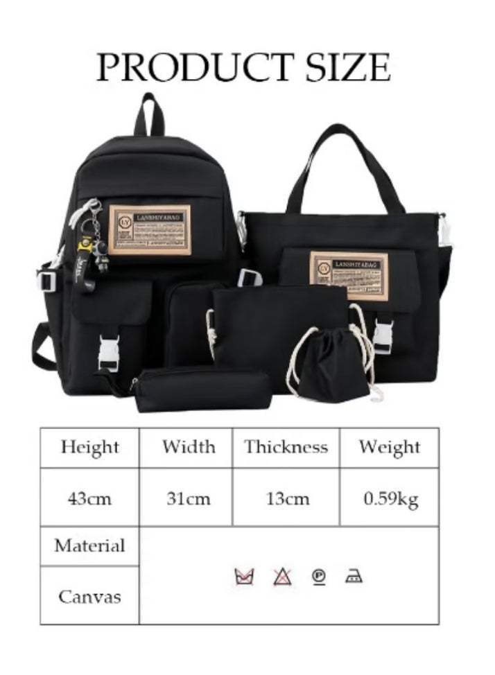 DUNISO Black Minimalist Schoolbag Multi - Piece Set | Sleek Design, Practical and Stylish - Image 3