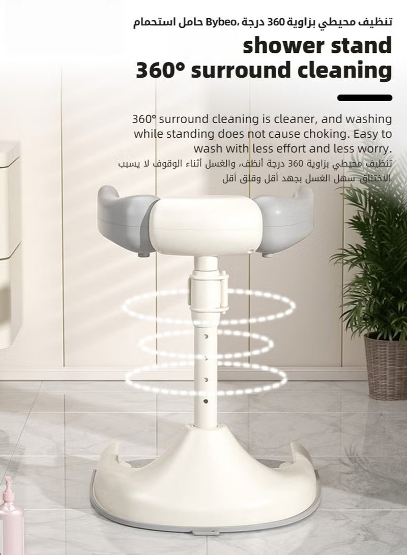 هوكور 13PCS دعم حمام الطفل ، حوض استحمام الطفل ، حوض استحمام الرضع ، كرسي حمام الرضع ، حمام الطفل القابل للطي مع قاعدة مضادة للانزلاق ، مساعد حمام قابل للتعديل مع غطاء دش + فرشاة شامبو + كأس دش + لعب البط * 4 + كرات المحيط * 5 - Image 4