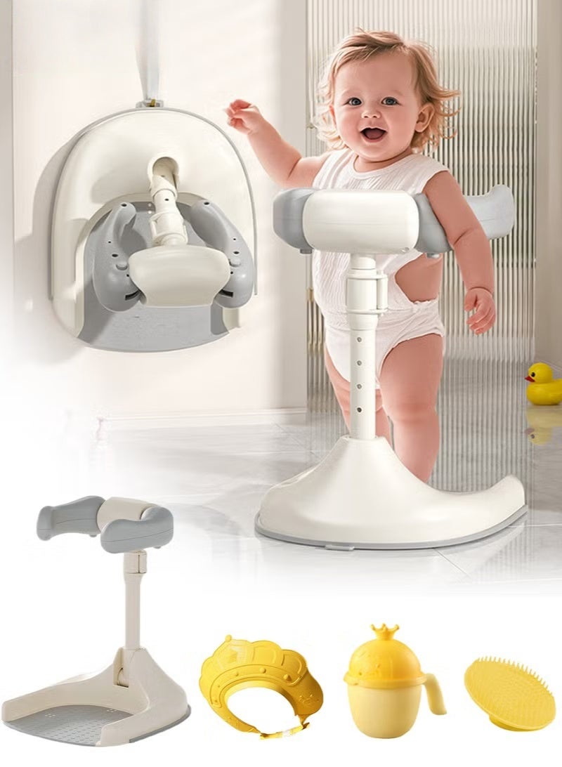 هوكور 13PCS دعم حمام الطفل ، حوض استحمام الطفل ، حوض استحمام الرضع ، كرسي حمام الرضع ، حمام الطفل القابل للطي مع قاعدة مضادة للانزلاق ، مساعد حمام قابل للتعديل مع غطاء دش + فرشاة شامبو + كأس دش + لعب البط * 4 + كرات المحيط * 5 - Image 1