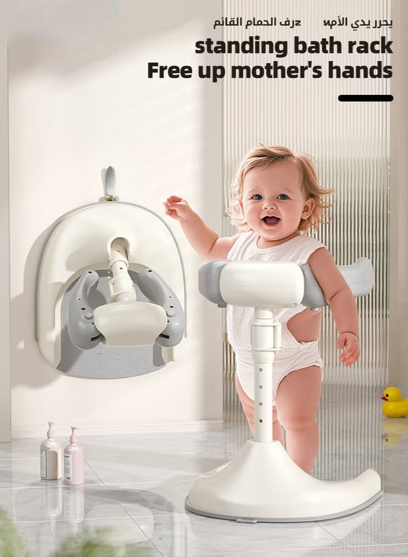 هوكور 13PCS دعم حمام الطفل ، حوض استحمام الطفل ، حوض استحمام الرضع ، كرسي حمام الرضع ، حمام الطفل القابل للطي مع قاعدة مضادة للانزلاق ، مساعد حمام قابل للتعديل مع غطاء دش + فرشاة شامبو + كأس دش + لعب البط * 4 + كرات المحيط * 5 - Image 2