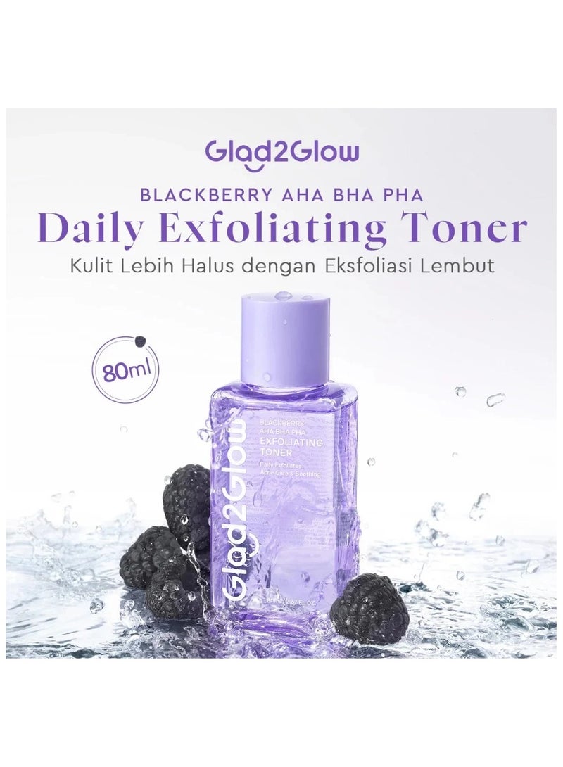 جلاد2جلو تونر مقشر بمزيج AHA وBHA وPHA بتوت العليق من Glad2Glow – 80 مل - Image 2
