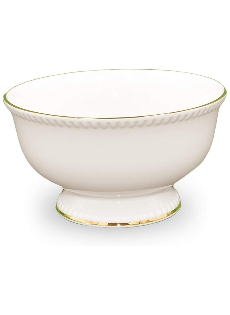 QUALITIER Footed Cereal Bowl 15 cm 1 pc|Dinnerware Tableware Serveware Serving Bowl Soup Salad Bowl Kitchen,Ceramic Cereal Bowls, White Bowls for Soup, Breakfast, Oatmeal, Rice, Pasta, Salad