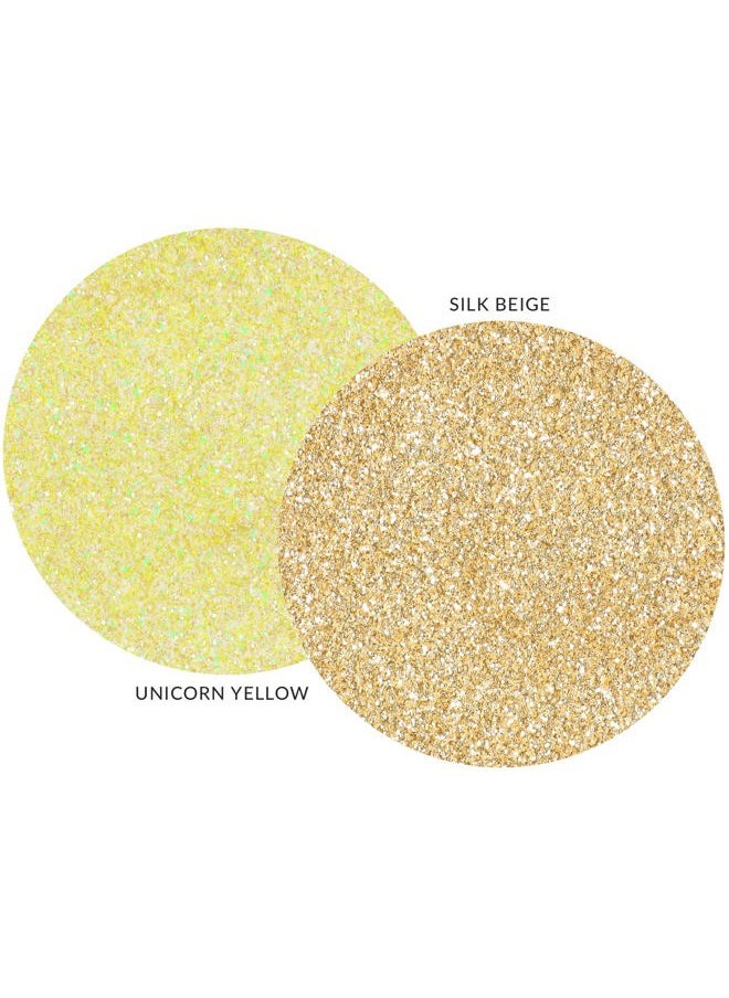 MARBLERS Cosmetic Grade Fine Glitter Duo [Unicorn Yellow & Silk Beige] 0.36oz (10g) | Non-Toxic | Vegan | Cruelty-Free | Eyeshadow, Nail Polish, Nail Art | Festival, Rave & Party Makeup | Body & Face  - Image 2