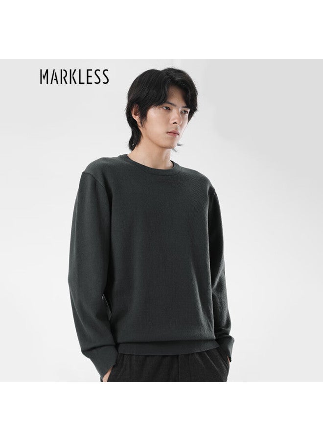 Markless Men's Sweater Autumn Winter Lenzing Lyocell Smooth Knit Casual Crew Neck Pullover Base Shirt 3760 Deep Space Gray M - Image 1