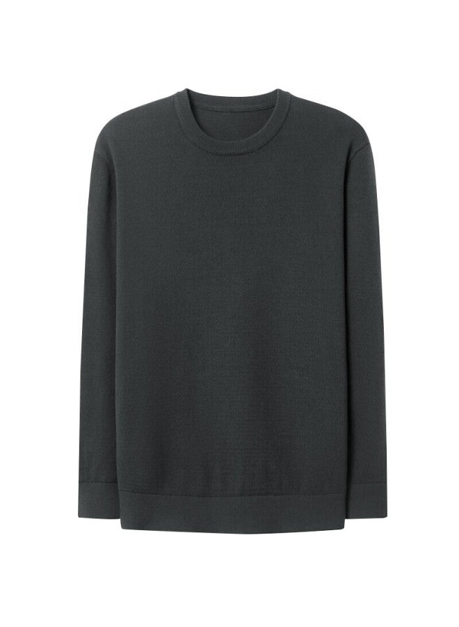 Markless Men's Sweater Autumn Winter Lenzing Lyocell Smooth Knit Casual Crew Neck Pullover Base Shirt 3760 Deep Space Gray M - Image 4