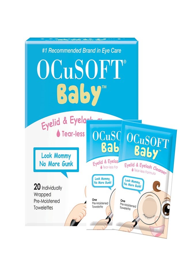 OCuSOFT Baby Eyelid and Eyelash Cleanser, Pre-Moistened Towelette, White/Blue 20 Count - Image 1