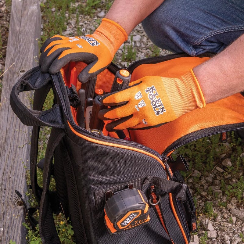 Klein Tools 60580 Work Gloves, Knit Dipped Cut Resistant ANSI A1 Nitrile Coated Gloves, Nylon-Spandex, Touchscreen Capable, Medium, 2-Pair - Image 5