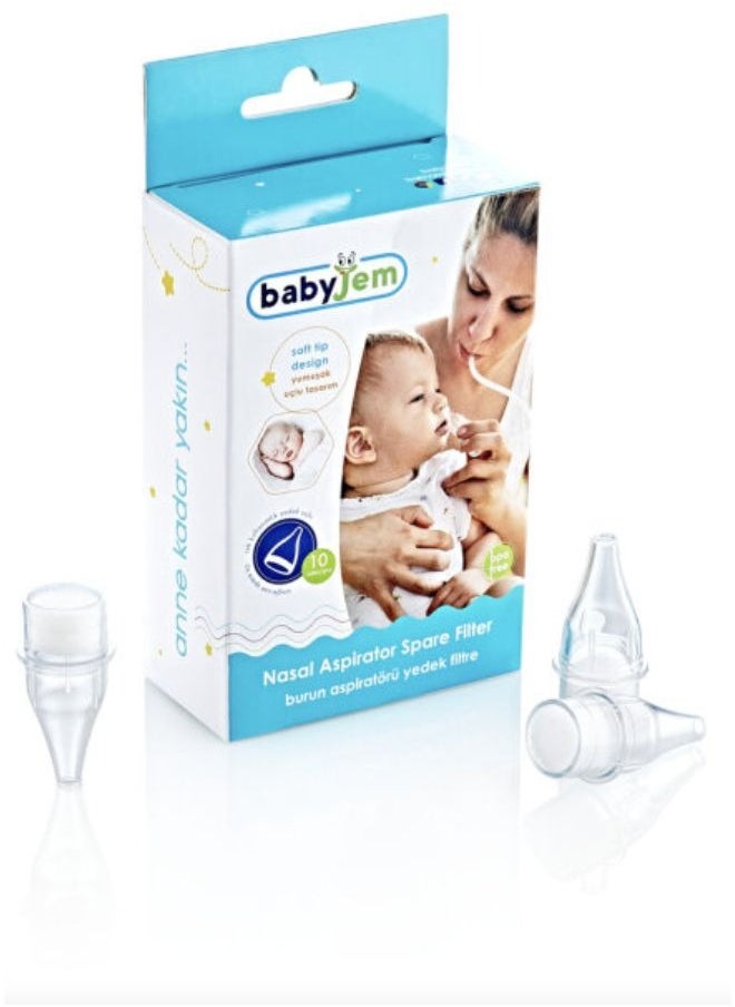 BabyJem عبوة إعادة تعبئة شفاط الأنف للأطفال مكونة من 10 قطع، صحية وشفافة وسهلة الاستخدام وخالية من مادة BPA - للأطفال من سن 0 أشهر فما فوق  - Image 1