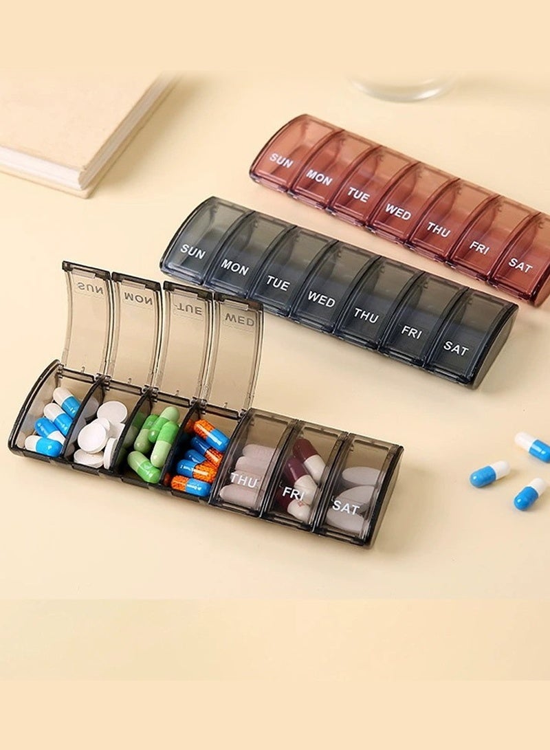 lebonaer Weekly Pill Organizer, Weekly Pill Box, 7 Day Pill Case, Oversize Daily Medicine Pill Dispenser, Daily Pill Cases for Pills/Vitamin/Fish Oil/Supplements (Grey) - Image 2