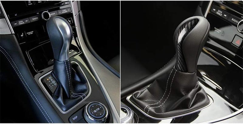 cheekyglo Cron Fiber Decortive Cover, 2-Pck Steering Wheel and Ger Shift Kno Cover Molded Style Decortive Pnel Cron Fiber ccessories Fit for Infiniti Q50 2014-2020-Steering Wheel & Gear Shift Knob Cover - Image 3