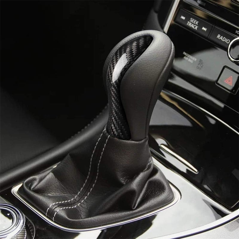 cheekyglo Cron Fiber Decortive Cover, 2-Pck Steering Wheel and Ger Shift Kno Cover Molded Style Decortive Pnel Cron Fiber ccessories Fit for Infiniti Q50 2014-2020-Steering Wheel & Gear Shift Knob Cover - Image 1