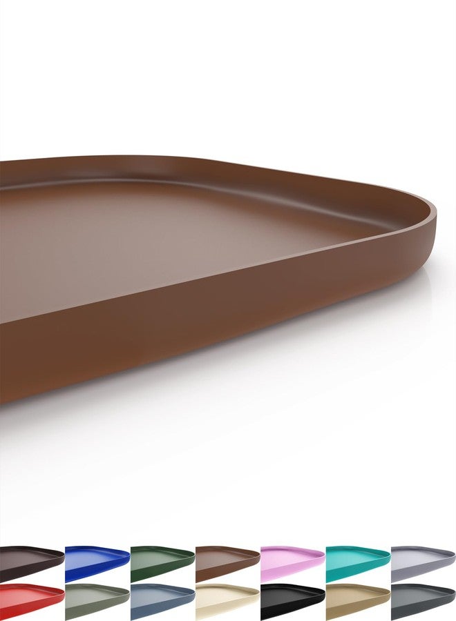 SMILOOL Silicone Pet Feeding Mat with Raised Edge for Food and Water, Dog Bowl Mats, Cat Bowls Placemat with High Lip for Floor Waterproof, Rubber Tray for Cats and Dogs 19 x 12 x0.7 Brown - Image 1
