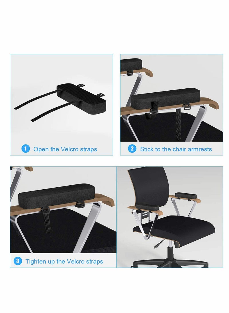 SOLARAE وسائد مسند الذراع للكرسي، عبوة 2 وسادة مسند ذراع مبطنة مع وسادة كوع من الذاكرة لتخفيف ضغط الساعد، أغطية كراسي للكرسي المكتبي، الكرسي المتحرك، الكرسي المريح (أسود) - Image 5