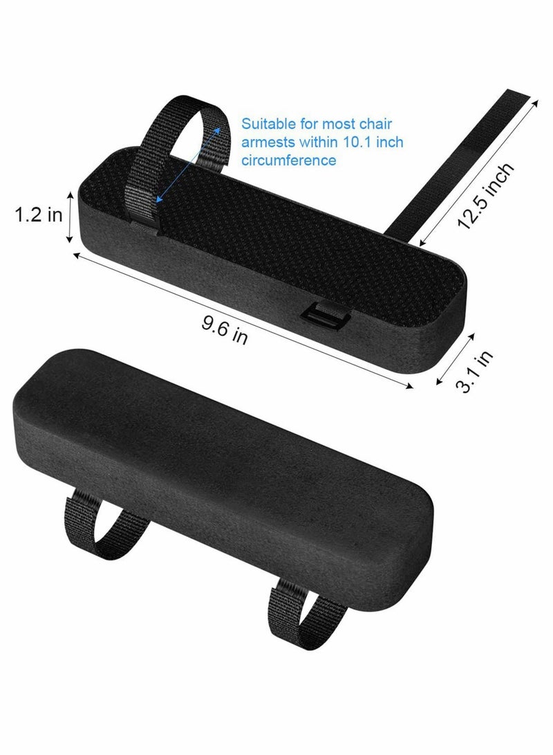 SOLARAE وسائد مسند الذراع للكرسي، عبوة 2 وسادة مسند ذراع مبطنة مع وسادة كوع من الذاكرة لتخفيف ضغط الساعد، أغطية كراسي للكرسي المكتبي، الكرسي المتحرك، الكرسي المريح (أسود) - Image 2