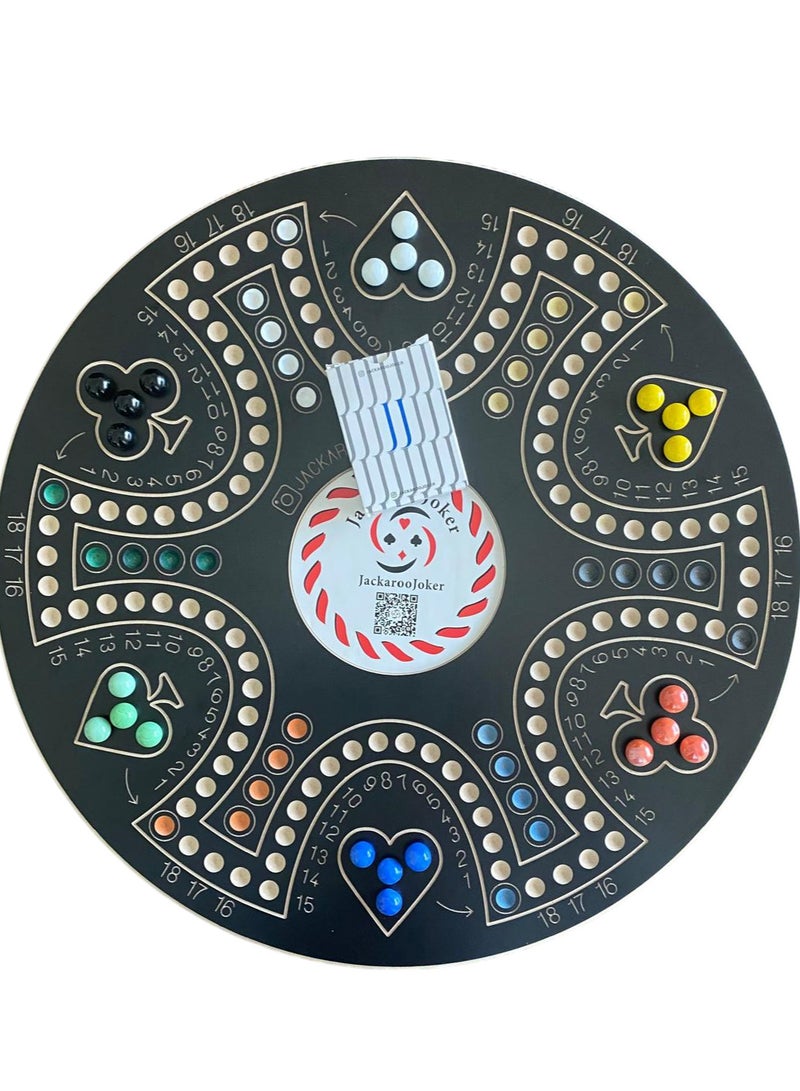 JACKAROOJOKER Board Game 4-6 Players Colored With Plastic Cards And Marbles - Image 1