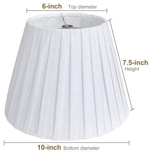 TooToo Star TOOTO STAR Small Lamp Shade White Pleated 6x10x75inch Bell Shade for Table Lamps Floor Lamps and Pendant Lamps Spider Fitter Handmade of Natural Linen - Image 3