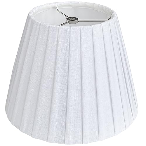 TooToo Star TOOTO STAR Small Lamp Shade White Pleated 6x10x75inch Bell Shade for Table Lamps Floor Lamps and Pendant Lamps Spider Fitter Handmade of Natural Linen - Image 1