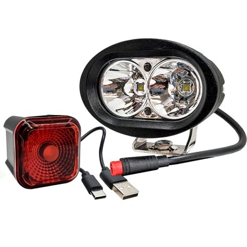 OZ-USA E-Bike High-Output White LED Headlight & USB Rechargeable 4-Mode Smart Sensor Brake Light 12V - 60V Compatible with Vamoose Mammoth Rad Power Bikes RadMini RadRover RadExpand RadRunner - Image 3