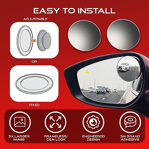 Utopicar 2.5" Unique Convex Blind Spot Side: Rear View - Truck And Car Rearview Mirror - Automotive Exterior Blindspot Accessories For Men & Women - Auto Parts (2pack) - Image 2