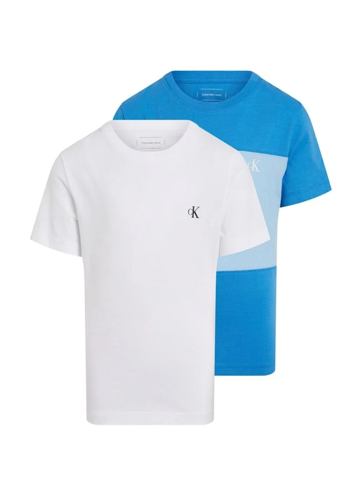 كالفن كلاين جينز Kids 2 Pack Color Block Crew Neck T-Shirt