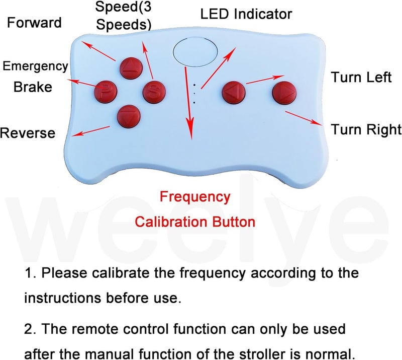 weelye TX10 Red Button 2.4G Bluetooth Remote Control for Kids Electric Ride On Car - Image 5