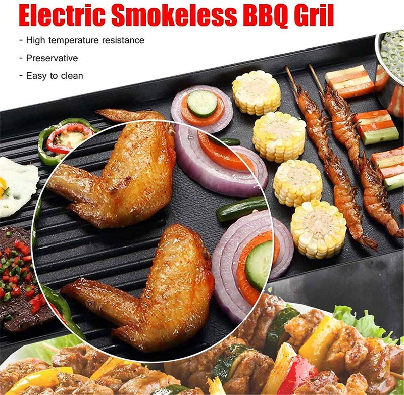 Delavala Electric Griddle Non-Stick Coating 1360W Thermostat Adjustable Up to 5 People Hot Plate, Electric Barbeque, Large Cooking Pan | 48 * 27 cm - Image 4