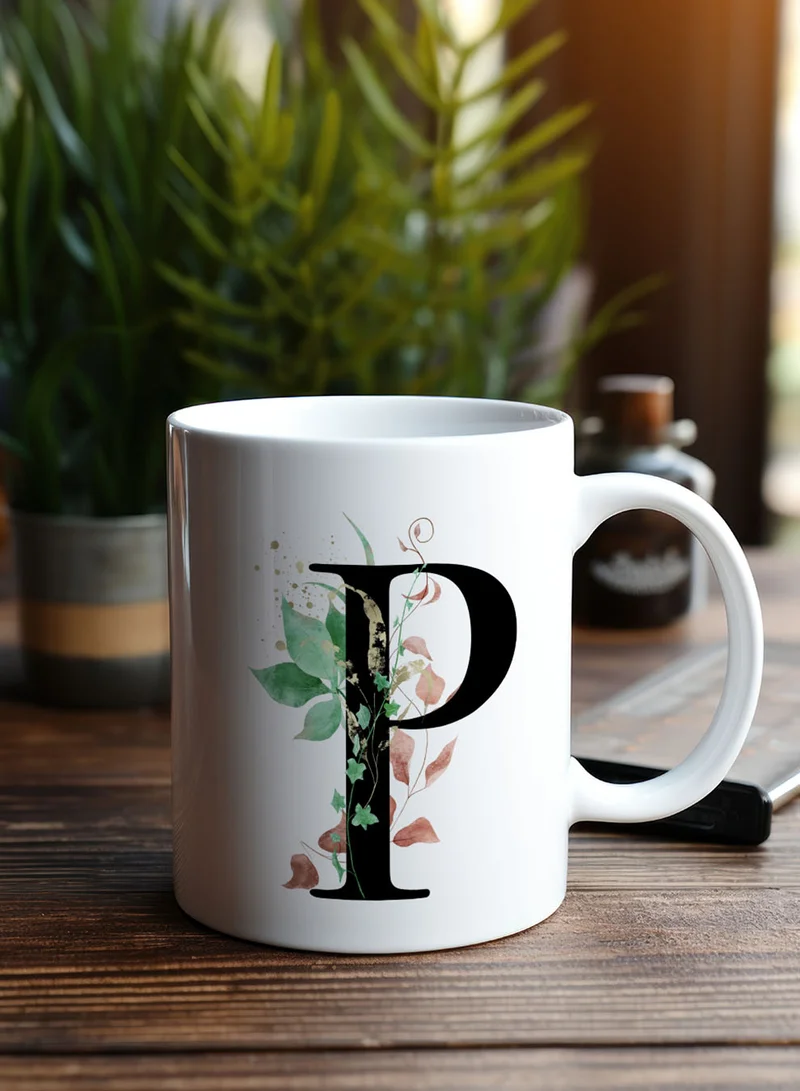 لوحة كوب سيراميك  أونصة بتصميم حرف  على الجانبين