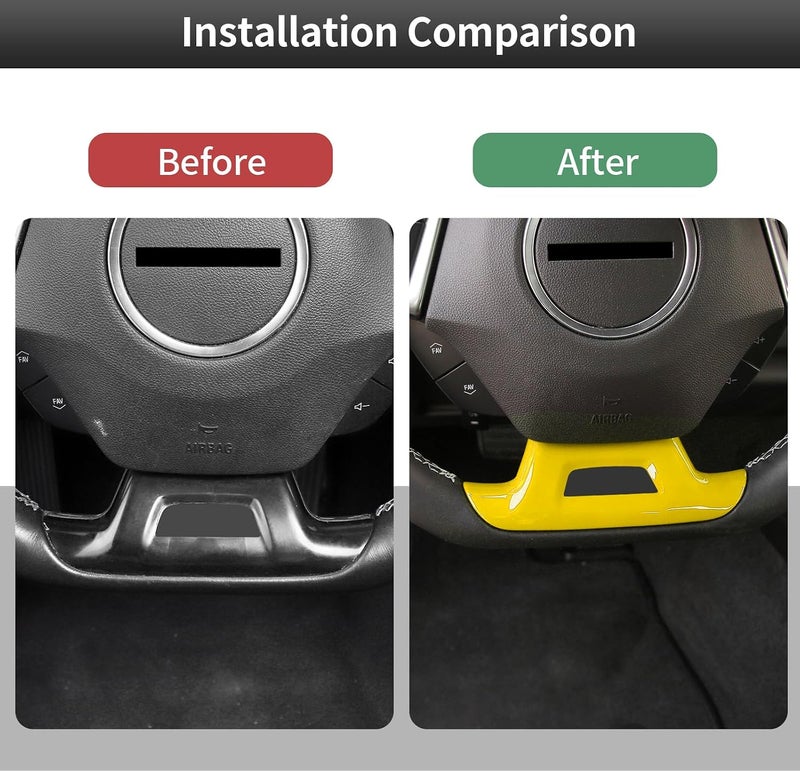 CheroCar for Chevrolet Camaro Steering Button Frame Interior Trim,Control Button Frame Decoration Cover for Chevry Camaro 2017-2026 Tape-On Car Custom Accent Interior Accessories(Yellow) - Image 5