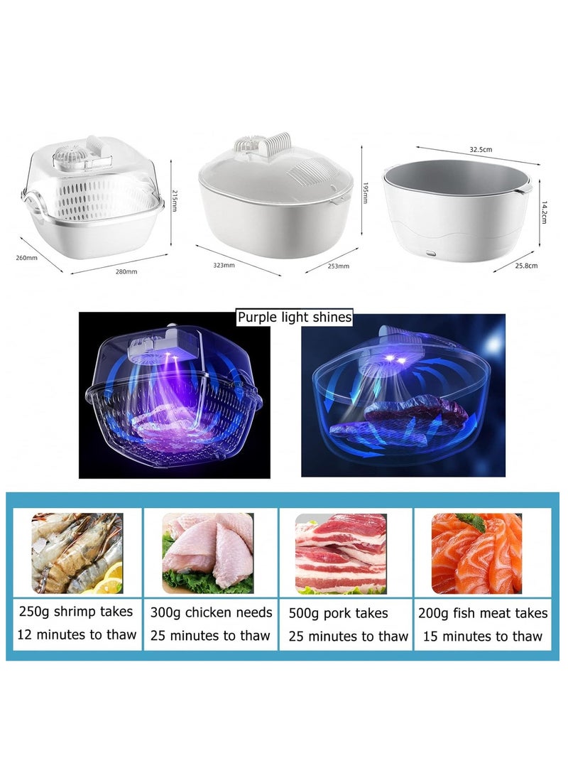 4 In1 Food Thawer Fresh Keeping Thawing Tray With Drainer Household Fruit And Vegetable Cleaning Basket 2 Size (White) - Image 2