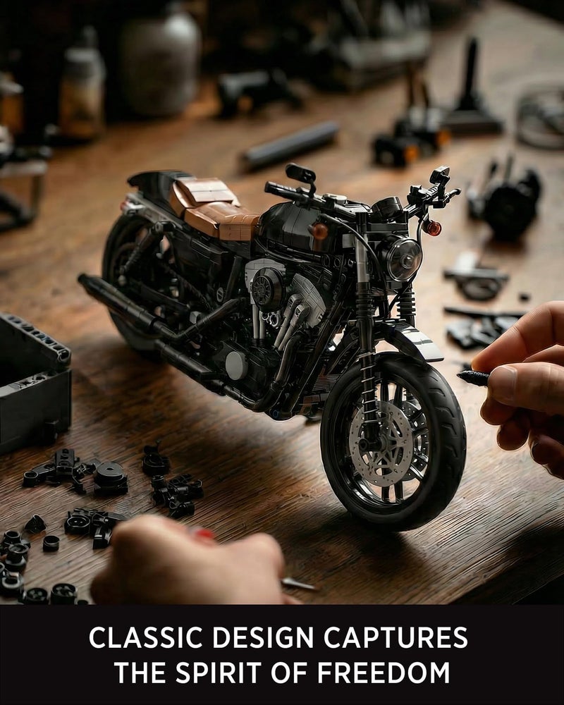 Nifeliz Iron 83 Motorcycle Model Set for Adults, Classic Cruiser Bike Building Set with Realistic Details, Collectible Display Model and Gift for Motorcycle Enthusiasts (827 PCS, NF10342) - Image 3