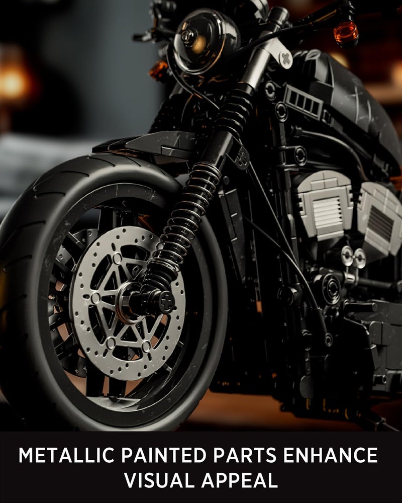 Nifeliz Iron 83 Motorcycle Model Set for Adults, Classic Cruiser Bike Building Set with Realistic Details, Collectible Display Model and Gift for Motorcycle Enthusiasts (827 PCS, NF10342) - Image 5