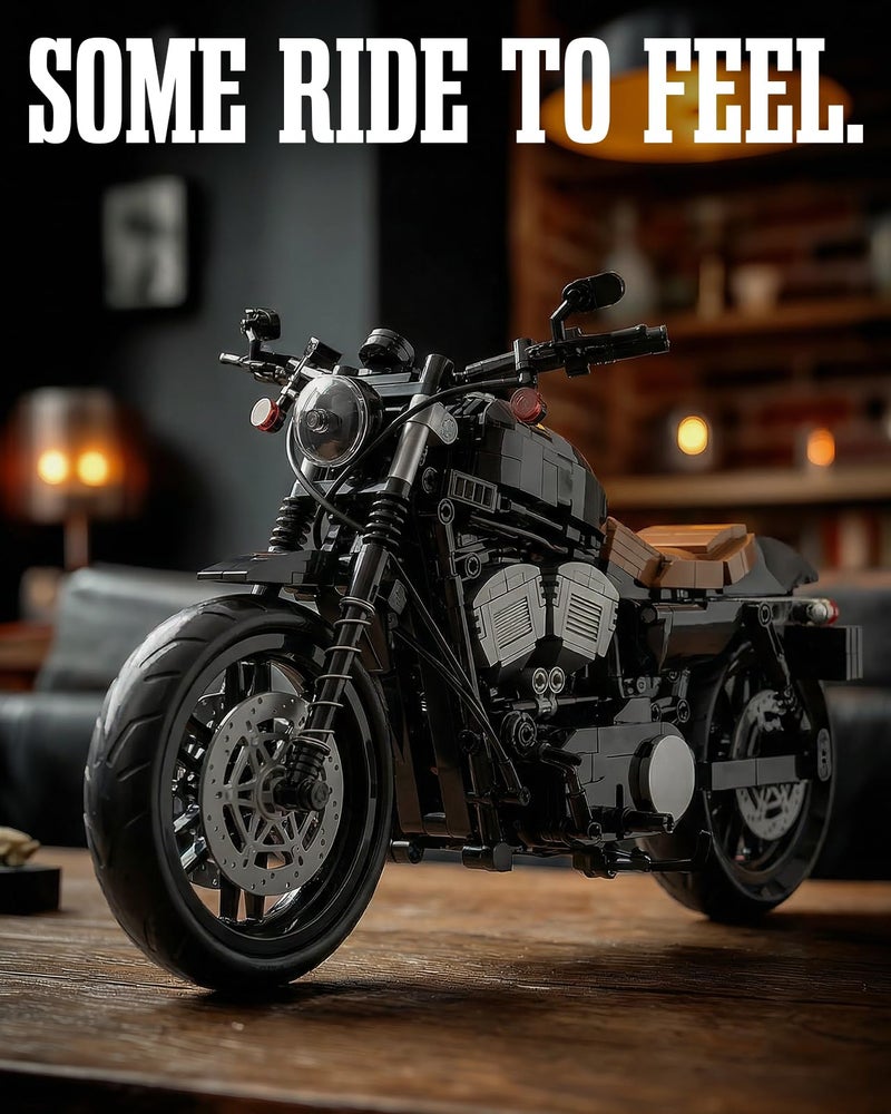 Nifeliz Iron 83 Motorcycle Model Set for Adults, Classic Cruiser Bike Building Set with Realistic Details, Collectible Display Model and Gift for Motorcycle Enthusiasts (827 PCS, NF10342) - Image 2