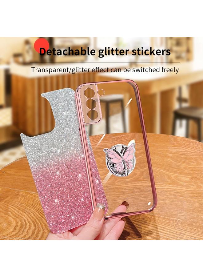 S-TOP Case For Samsung Galaxy S21+ 5G Plated Gradient Glitter Butterfly Holder TPU Phone Case - Image 4