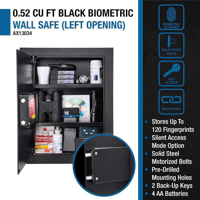 BARSKA Barska Biometric Fingerprint Security Wall Safe 052 Cubic Ft - Image 2