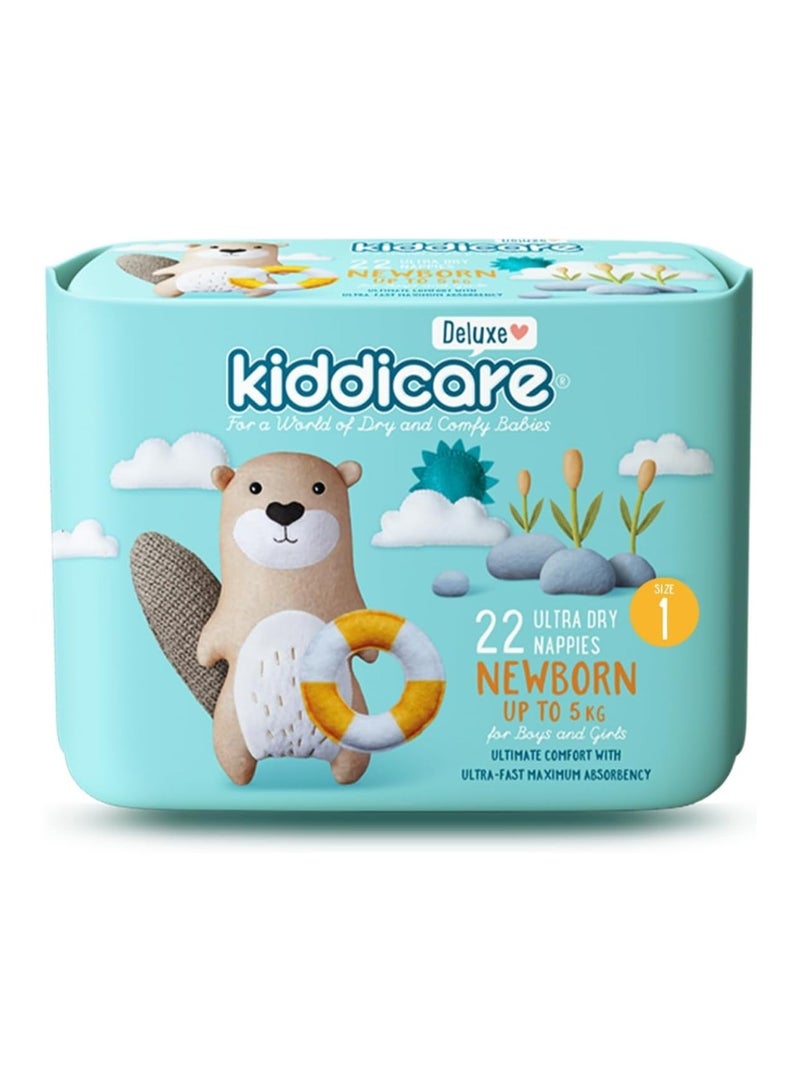 Kiddicare Deluxe New Born Baby Diaper Nappy Pant, Size 1, 22 Count - Image 1
