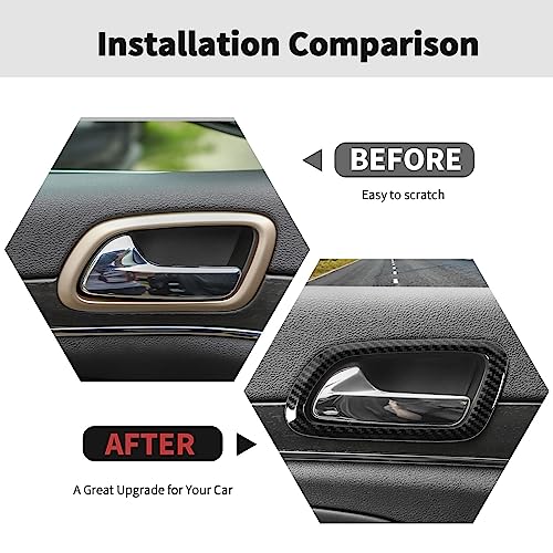 RT-TCZ RTTCZ Carbon Fiber Door Inner Grab Handle Trim Cover Door Handle Bowl Frame Decor Ring Trim Interior Accessories for Jeep Grand Cherokee 20112020 - Image 3