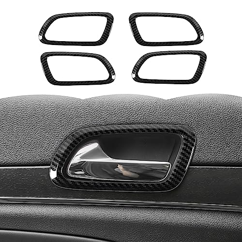 RT-TCZ RTTCZ Carbon Fiber Door Inner Grab Handle Trim Cover Door Handle Bowl Frame Decor Ring Trim Interior Accessories for Jeep Grand Cherokee 20112020 - Image 1