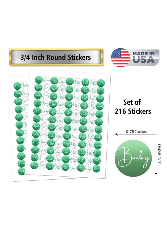 RokAPary 216 Modern Baby Shower Green Kisses Labels for Baby Shower Or Baby Sprinkle Party Or Event Decorations, Stickers, Wrappers, Favors. Made in USA - Image 3