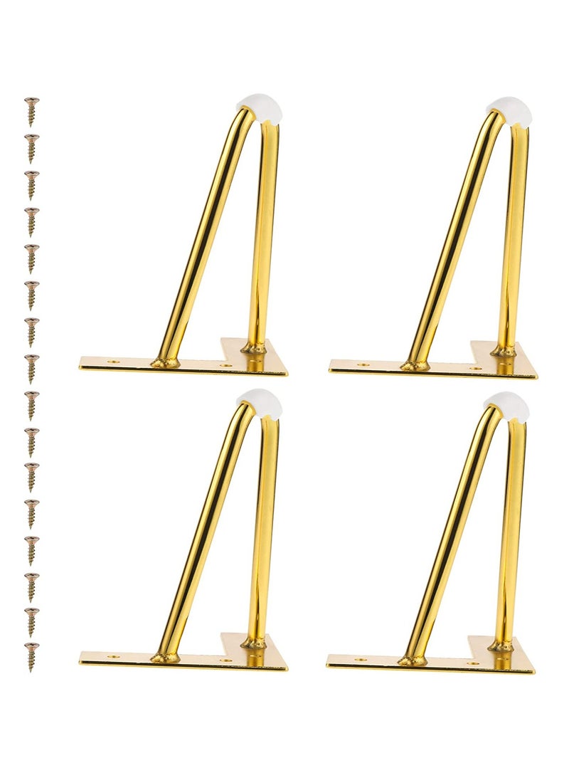 KASTWAVE - 6 inch / 15cm Gold Hairpin Table Legs, 4PCS Modern DIY Metal Furniture Legs, Double Weld Table Legs with Floor Protectors and Screws for Coffee and End Tables, Chairs, Home DIY Projects - Image 1