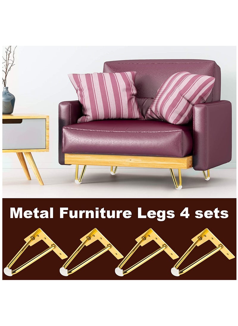 KASTWAVE - 6 inch / 15cm Gold Hairpin Table Legs, 4PCS Modern DIY Metal Furniture Legs, Double Weld Table Legs with Floor Protectors and Screws for Coffee and End Tables, Chairs, Home DIY Projects - Image 1